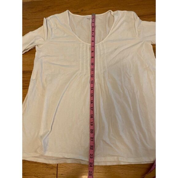 Garnet Hill, women's ivory 3/4 tied sleeve, casual cotton shirt size medium - Picture 5 of 8